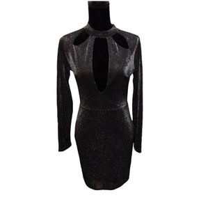 Charlotte Russe Black Sparkly Mini Dress